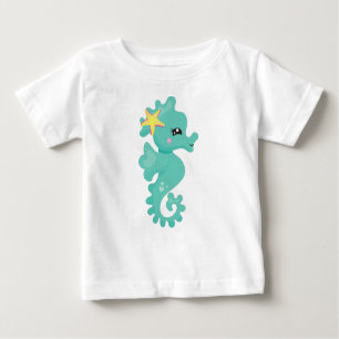 Camiseta Para Bebê Cavalo-da-costa, Cavalo-do-mar verde, Starfish, Co