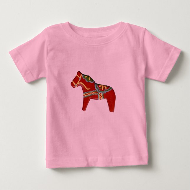 Camiseta Para Bebê Cavalo Dala Vermelho (Frente)