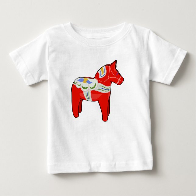 Camiseta Para Bebê Cavalo Dalecarliano (Frente)