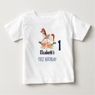 Camiseta Para Bebê Cavalo de balanço do vintage com primeiro