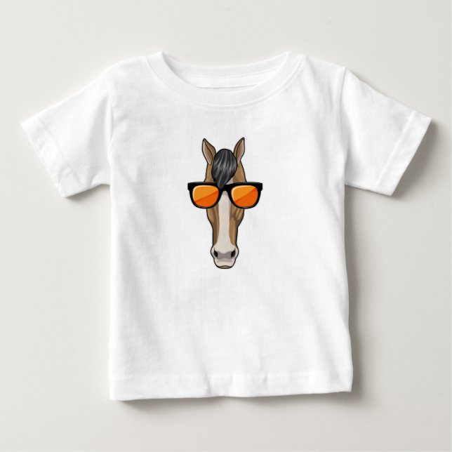 Camiseta Para Bebê Cavalo de Óculos de Sol (Frente)