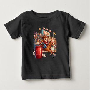Camiseta Para Bebê Cavalo de Rodeio Ocidental Cowgirl Corrida de Barr