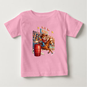 Camiseta Para Bebê Cavalo de Rodeio Ocidental Cowgirl Corrida de Barr