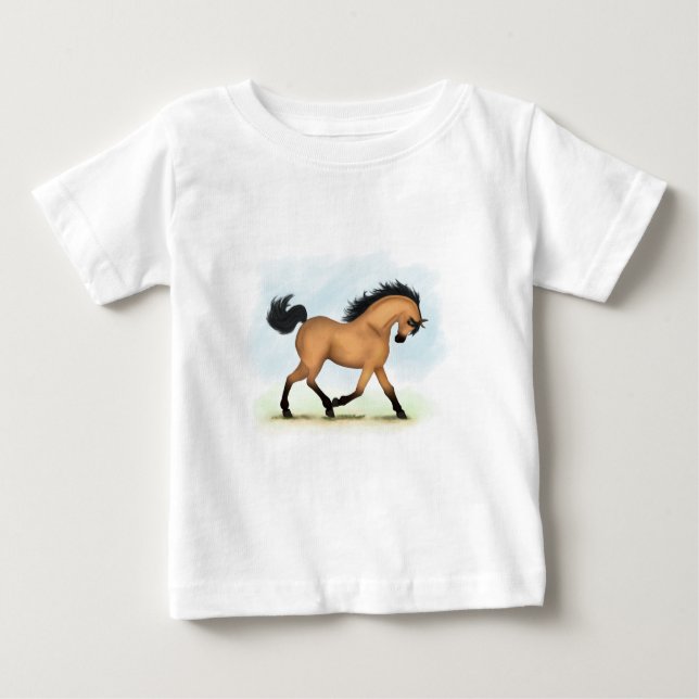 Camiseta Para Bebê Cavalo de Trote Cavalo Equestre (Frente)
