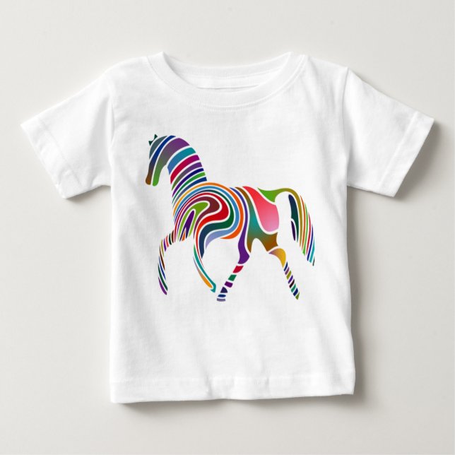 Camiseta Para Bebê Cavalo do arco-íris (Frente)