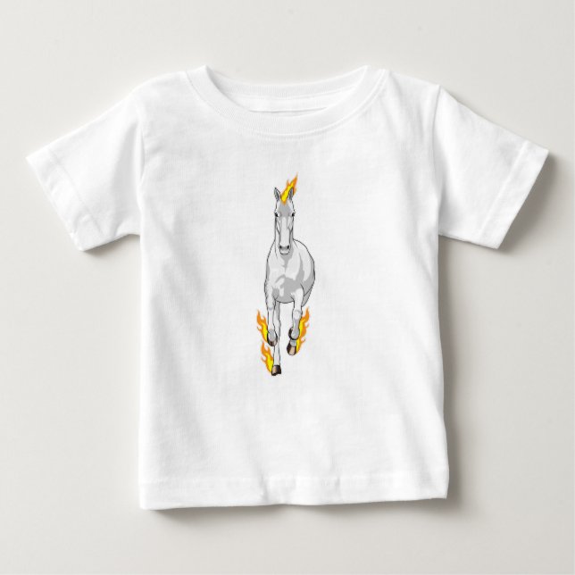 Camiseta Para Bebê Cavalo em Chamas (Frente)