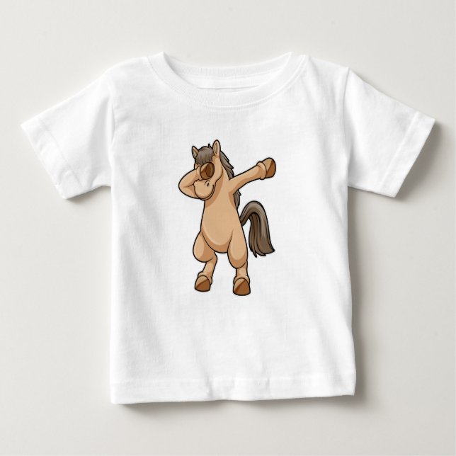 Camiseta Para Bebê Cavalo em Dab de Dança Hip Hop (Frente)