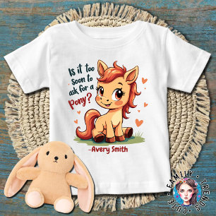 Camiseta Para Bebê Cavalo Jovem Engraçado É Demais Para Pedir Um Pône