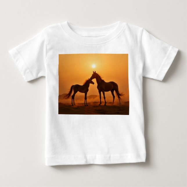 Camiseta Para Bebê Cavalo mãe e filho (Frente)