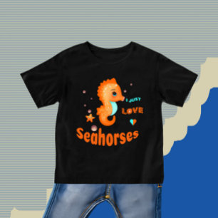 Camiseta Para Bebê Cavalo-marinho-de-laranja-acastanhado
