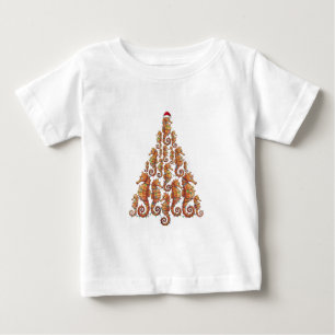 Camiseta Para Bebê Cavalo-Marinho Festivo Vestindo um Chapéu de Papai