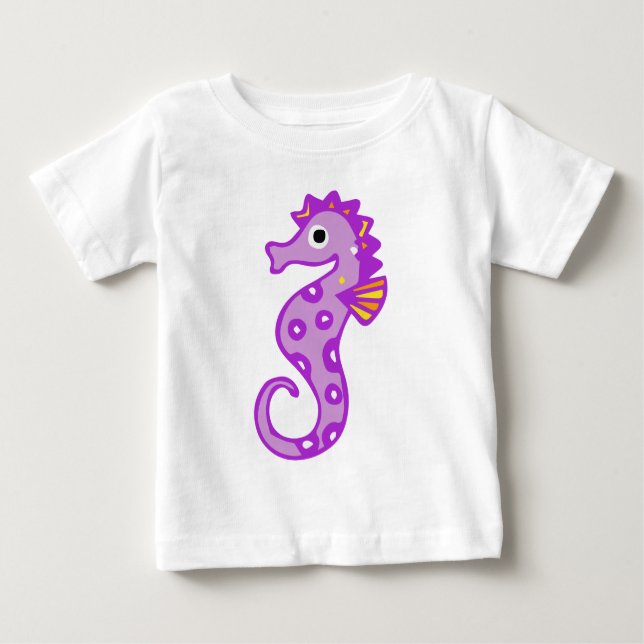 Camiseta Para Bebê Cavalo marinho roxo (Frente)