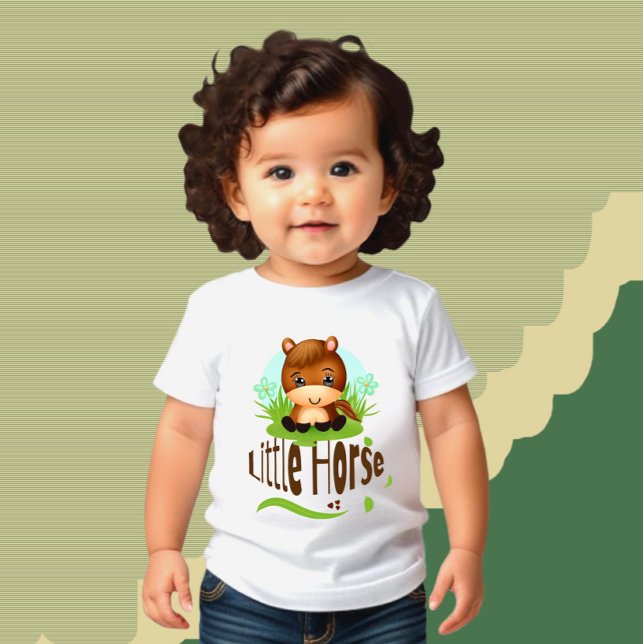 Camiseta Para Bebê Cavalo pequeno bonito (Criador carregado)
