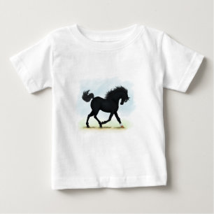 Camiseta Para Bebê Cavalo Preto com Estrela & Meia (Beleza Negra)
