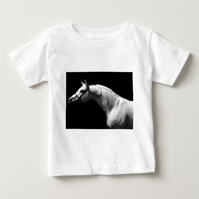 Camiseta Para Bebê Cavalo Preto e Branco (Frente)