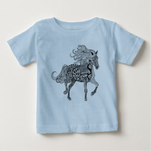 Camiseta Para Bebê Cavalo preto inspirado