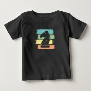 Camiseta Para Bebê Cavalo Retro Xadrez