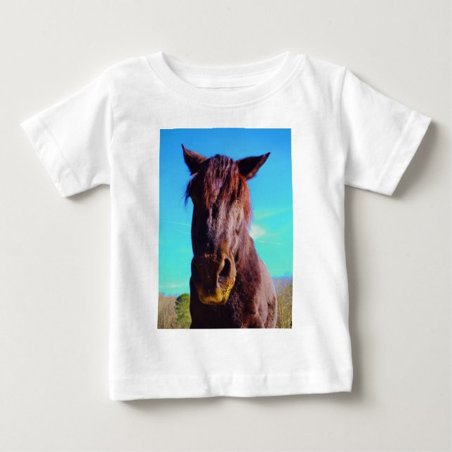 Camiseta Para Bebê Cavalo Roxo com Boca Verde (Frente)