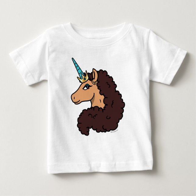 Camiseta Para Bebê Cavalo Unicórnio Afro | Divina (Frente)