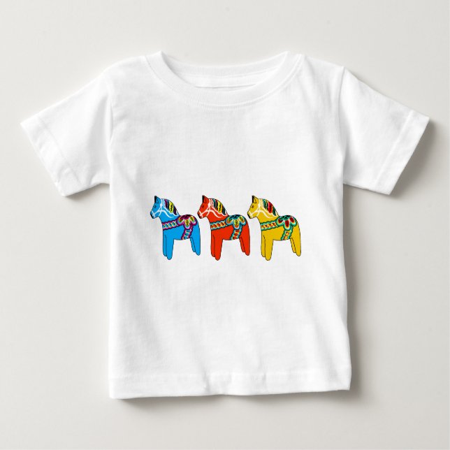 Camiseta Para Bebê Cavalos de Dala do sueco (Frente)