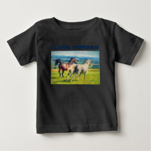 Camiseta Para Bebê Cavalos Galopantes