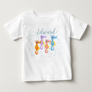 Camiseta Para Bebê Cavalos-marinhos bonitos
