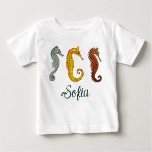 Camiseta Para Bebê Cavalos-marinhos personalizados