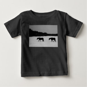Camiseta Para Bebê Cavalos Na Neve icm
