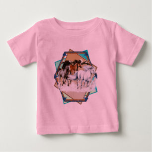 Camiseta Para Bebê Cavalos quadro no t-shirt da BG da neve