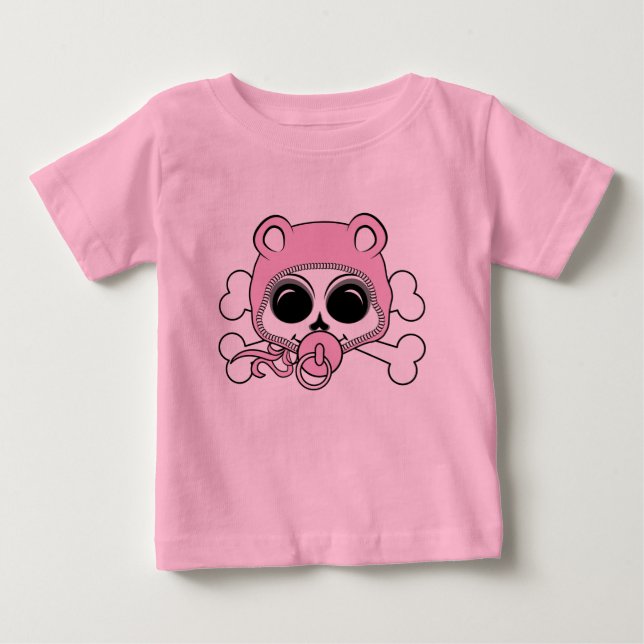 Camiseta Para Bebê Caveira de Bebê Menina Fofa (Frente)