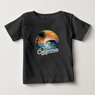 Camiseta Para Bebê Caveira de SkateOnda da Ilha do Pôr do Sol Tropica
