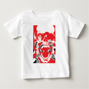 Camiseta Para Bebê Caveira e anéis - Vermelho