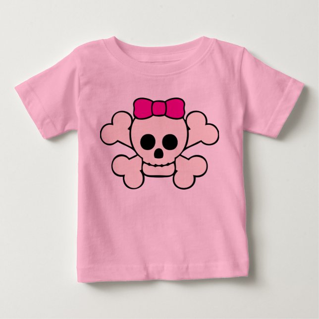 Camiseta Para Bebê Caveira e Crossbones Longa Capa (Frente)