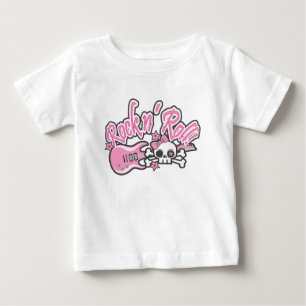 Camiseta Para Bebê Caveira Girly Rock n' Roll