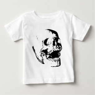 Camiseta Para Bebê Caveira Preto Branco