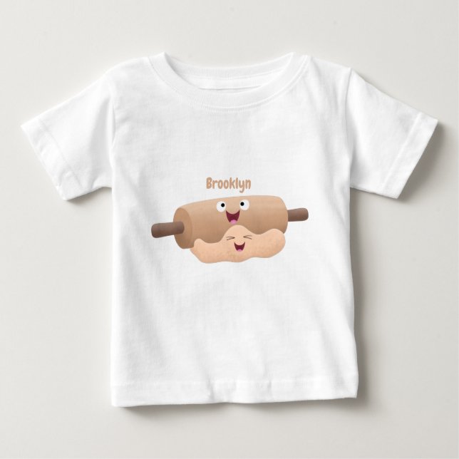 Camiseta Para Bebê Cavilha rolante e cartoon para pastelaria (Frente)