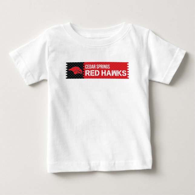 Camiseta Para Bebê Cedar Primavera Red Hawks (Frente)