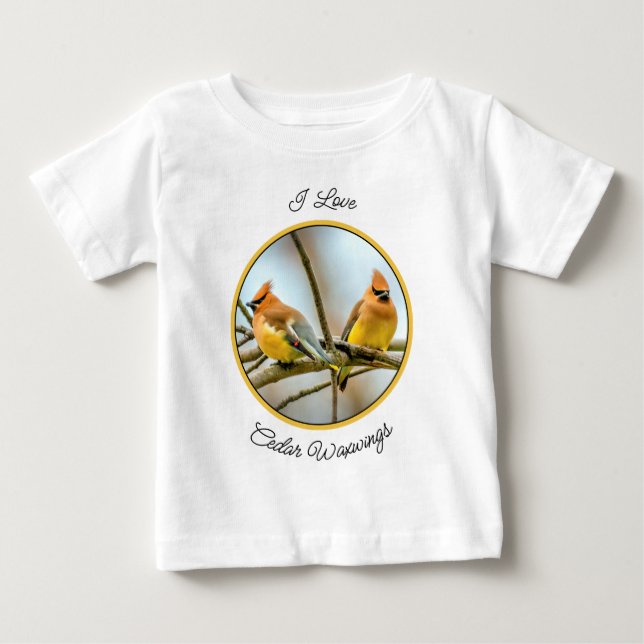 Camiseta Para Bebê Cedar Waxwing - Foto Original (Frente)