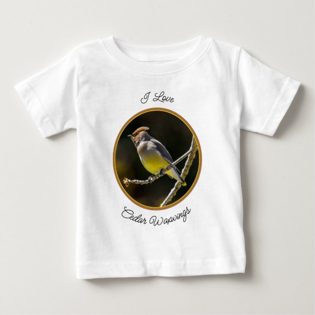 Camiseta Para Bebê Cedar Waxwing Songbird Original Foto de Pássaro Se (Frente)