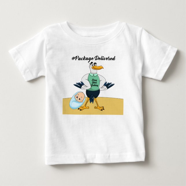 Camiseta Para Bebê cegonha orgulhosa (Frente)