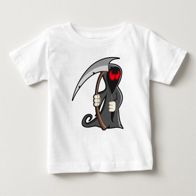 Camiseta Para Bebê Ceifador gótico o Dia das Bruxas dos desenhos (Frente)