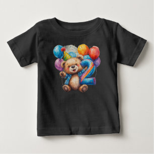Camiseta Para Bebê Celebração de Aniversário do Ursinho Teddy Fofo