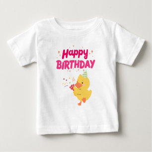 Camiseta Para Bebê Celebração de ANIVERSÁRIO Frango Fofa Kawaii Bebê