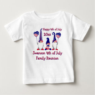 Camiseta Para Bebê Celebração de Reunião da Família Patriótica Gnomo