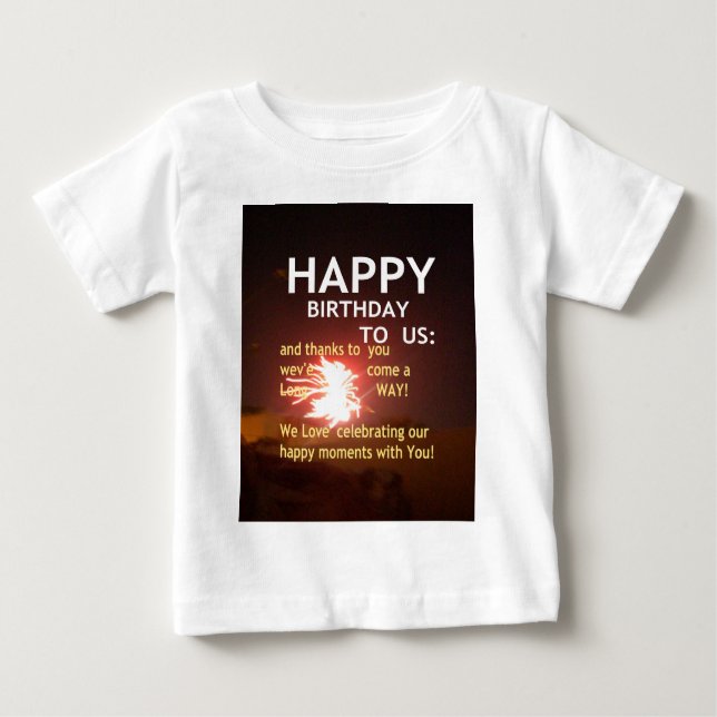 Camiseta Para Bebê Celebração do Fireworks com mensagem de agradecime (Frente)