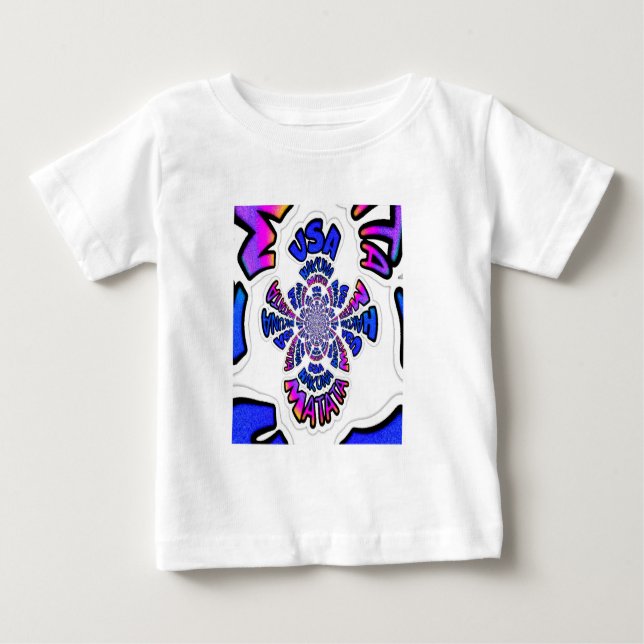 Camiseta Para Bebê Celebração dos EUA: Arte Dinâmica de Texto Encanta (Frente)
