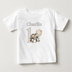 Camiseta Para Bebê Celebrações de 1º Aniversário dos Patinhos Dançant
