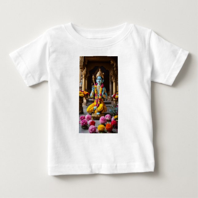 Camiseta Para Bebê Celebrar Divindade: Krishna Ji T-Shirts para o Esp (Frente)