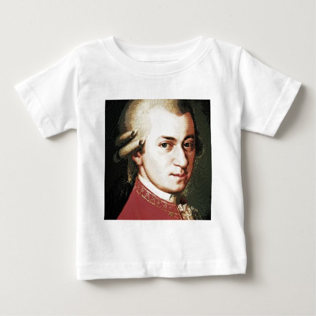 Camiseta Para Bebê celebridades Wolfgang Amadeus Mozart (Frente)