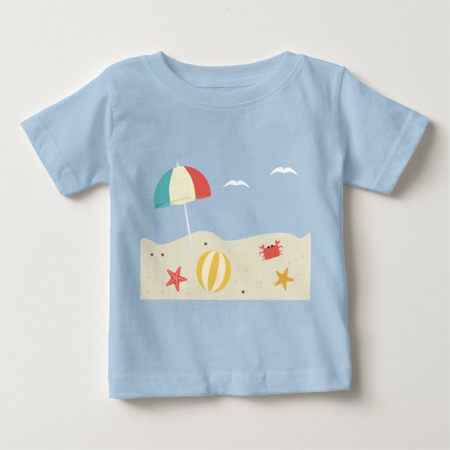 Camiseta Para Bebê Cena de Praia (Frente)